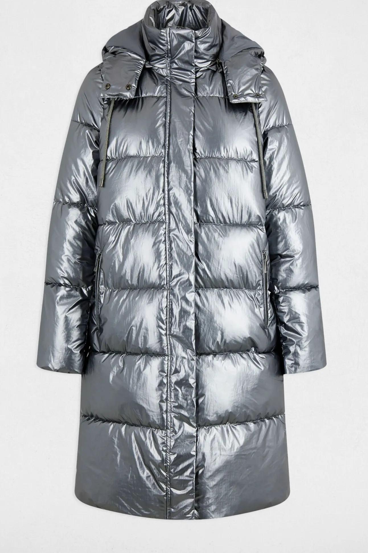 Abrigo acolchado largo brillante