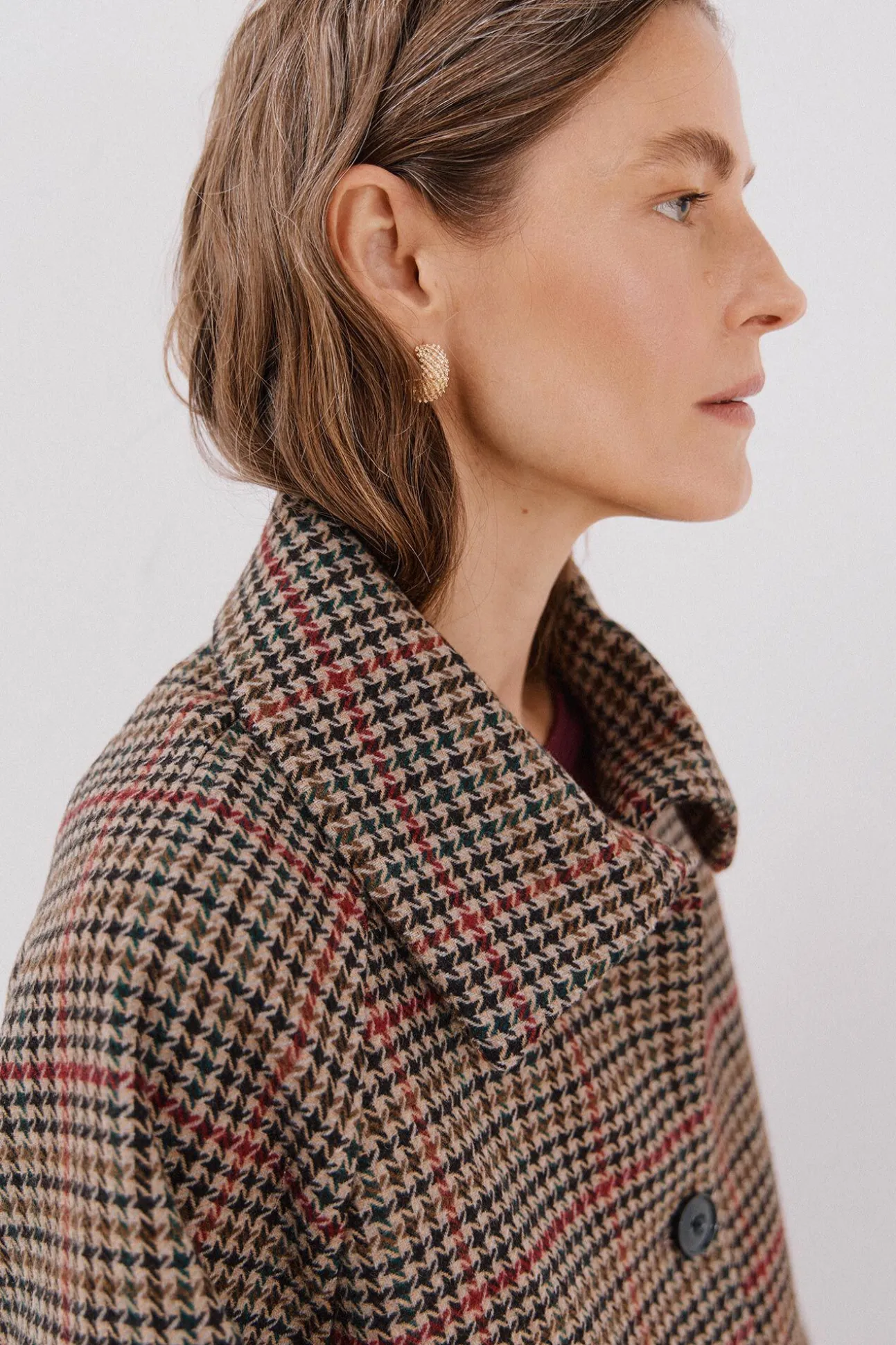 Abrigo corto tejido cuadros