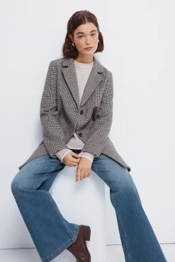 Abrigo cuadros cuello solapa