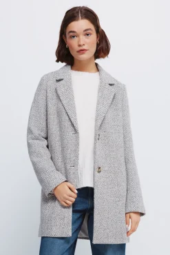 Abrigo cuadros cuello solapa