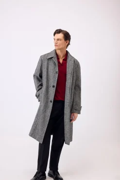 Abrigo cuello camisero espiga