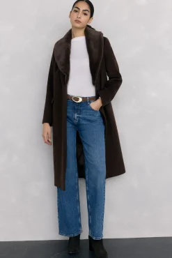 Abrigo cuello efecto pelo