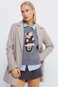 Abrigo cuello solapa tacto suave