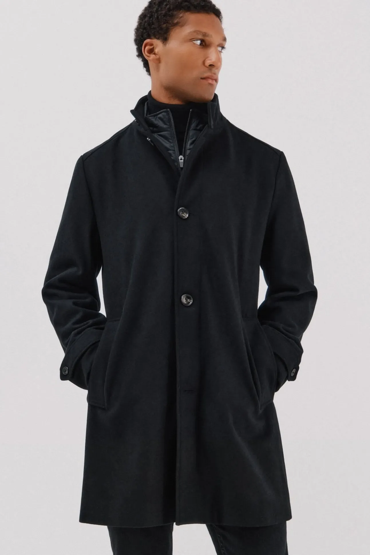 Abrigo cuello tira vistas desmontables