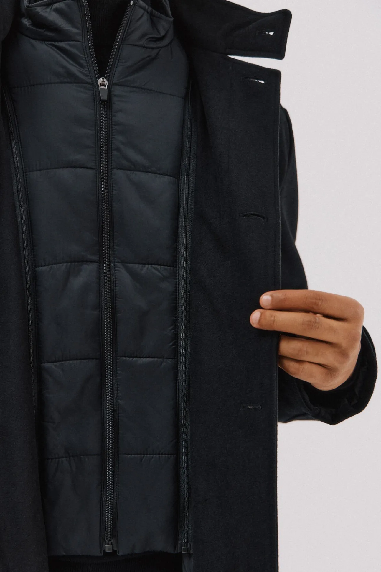 Abrigo cuello tira vistas desmontables