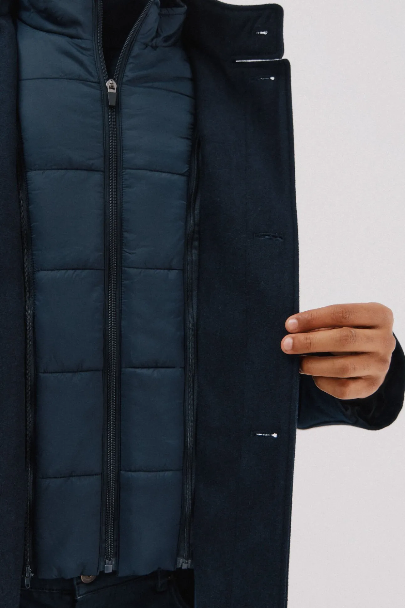 Abrigo cuello tira vistas desmontables