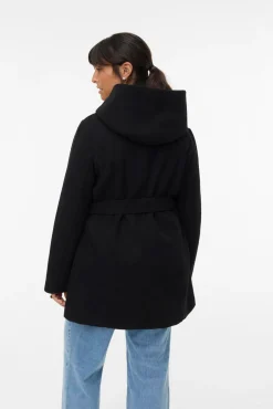 Abrigo de paño con capucha Curve