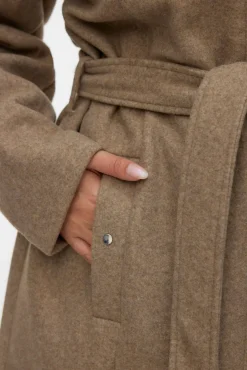 Abrigo de paño con capucha Curve