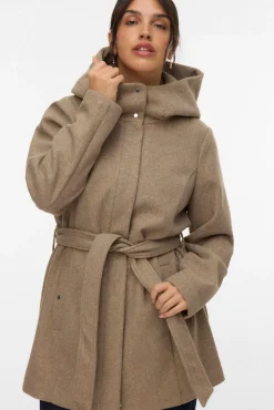 Abrigo de paño con capucha Curve