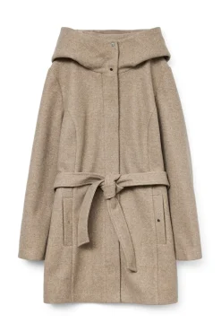 Abrigo de paño con capucha Curve
