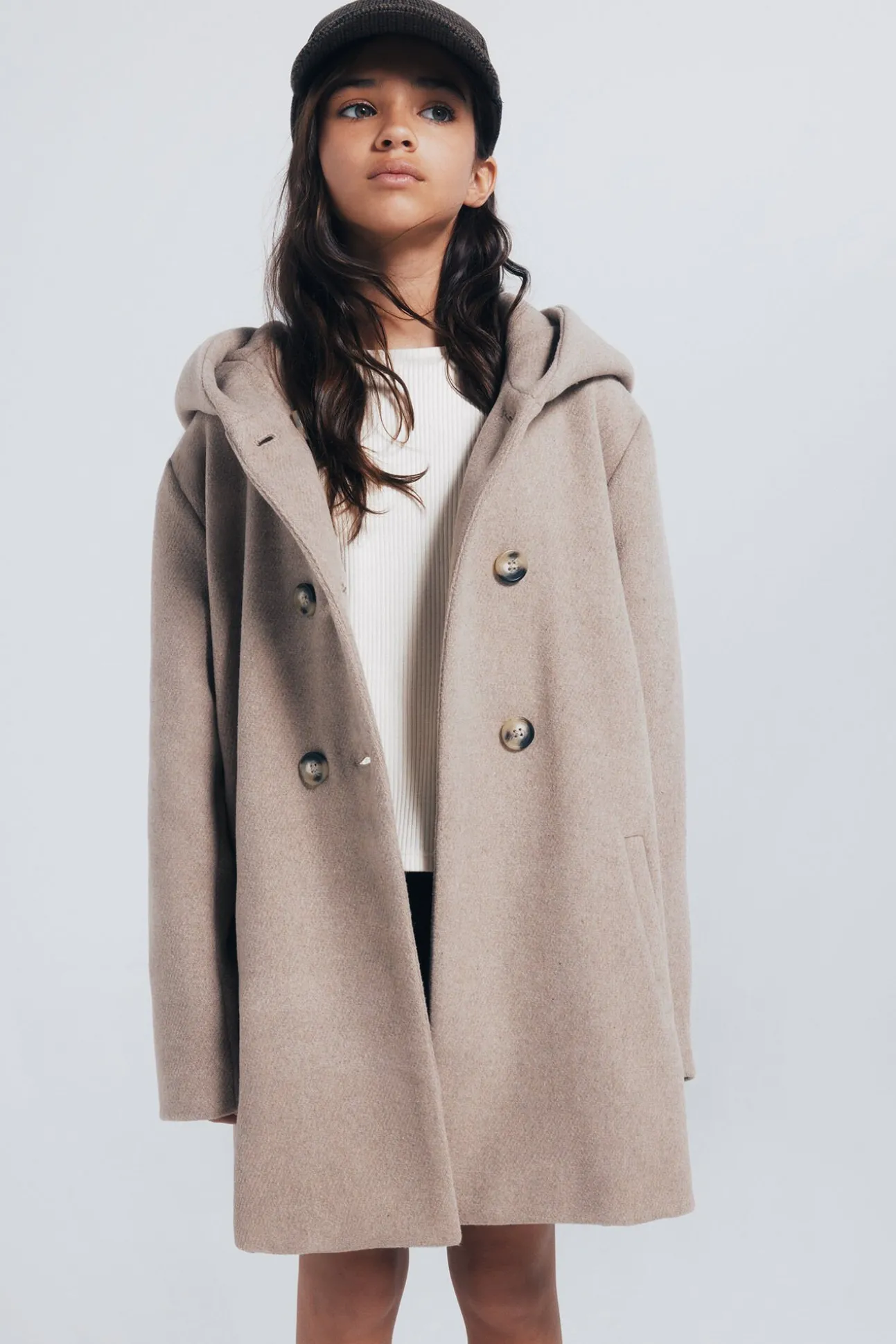 Abrigo de paño cruzado niña