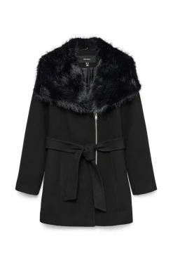 Abrigo de paño cuello de pelo