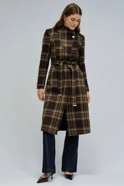 Abrigo de paño grace largo con cinturón