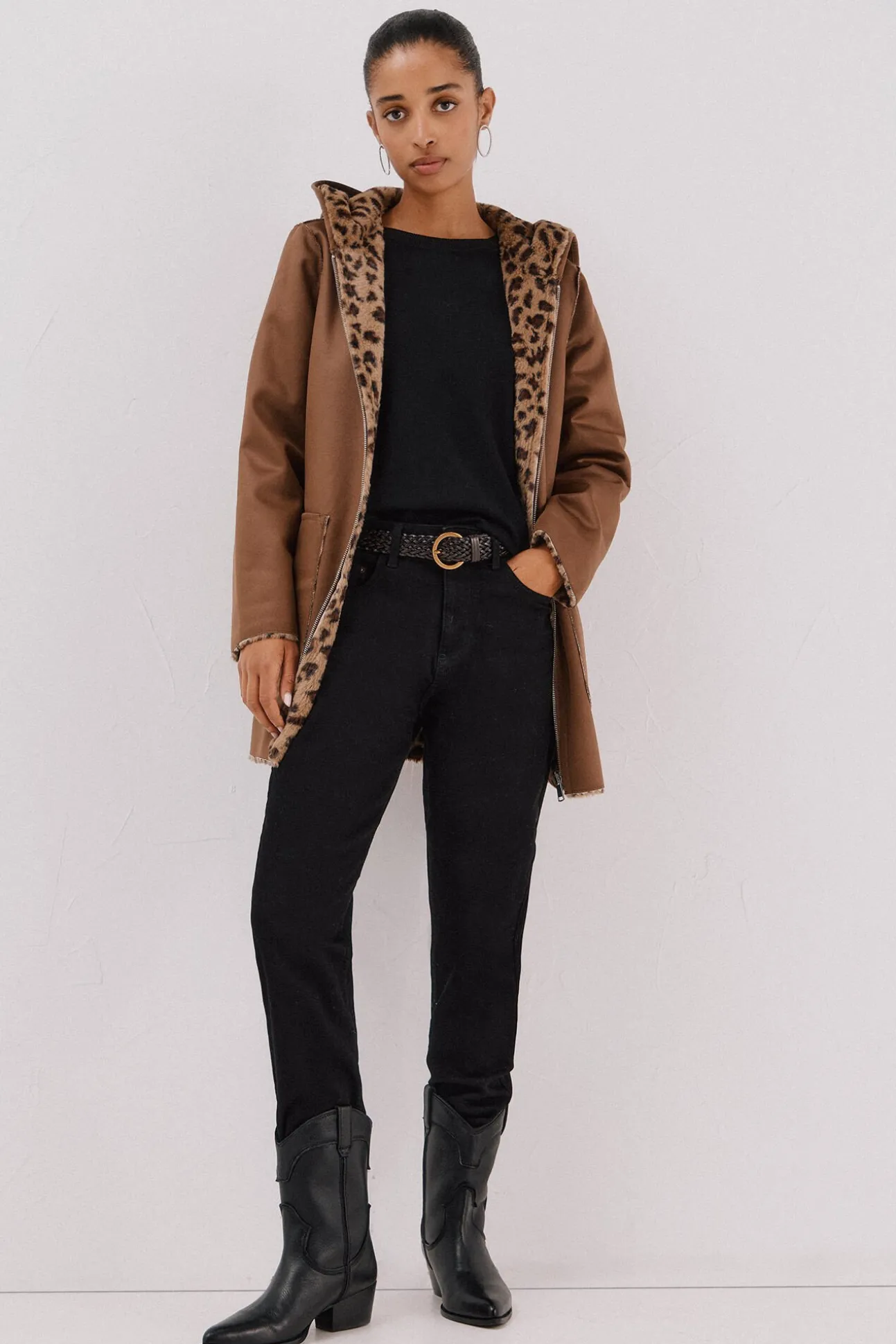 Abrigo efecto doble faz reversible