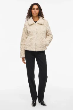 Abrigo efecto pelo con cremallera