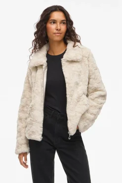 Abrigo efecto pelo con cremallera