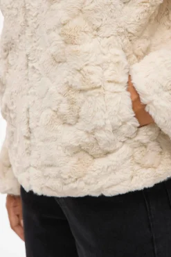 Abrigo efecto pelo con cremallera