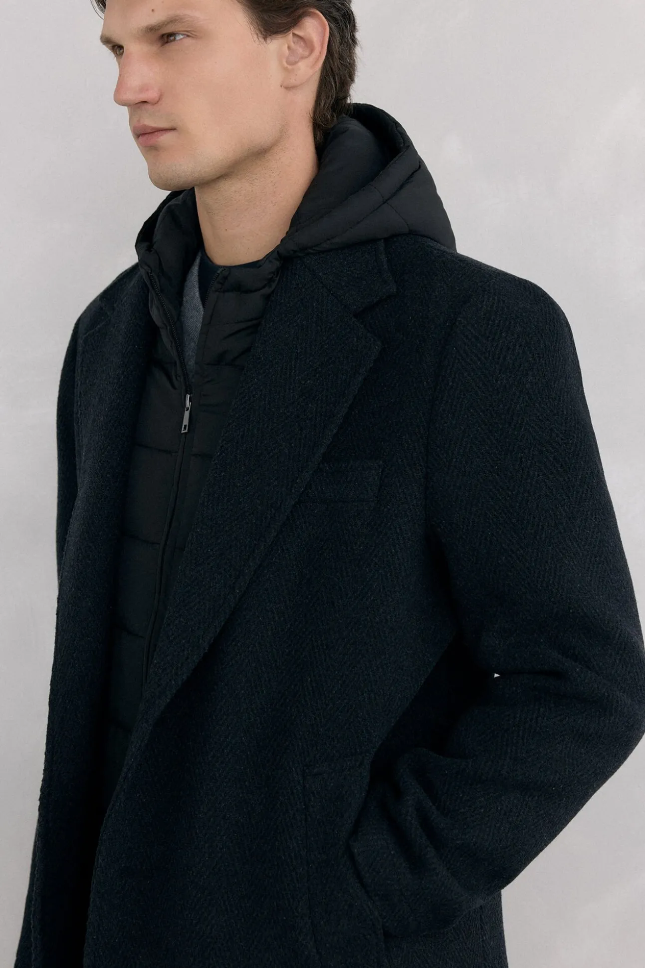 Abrigo espiga gris vistas desmontables