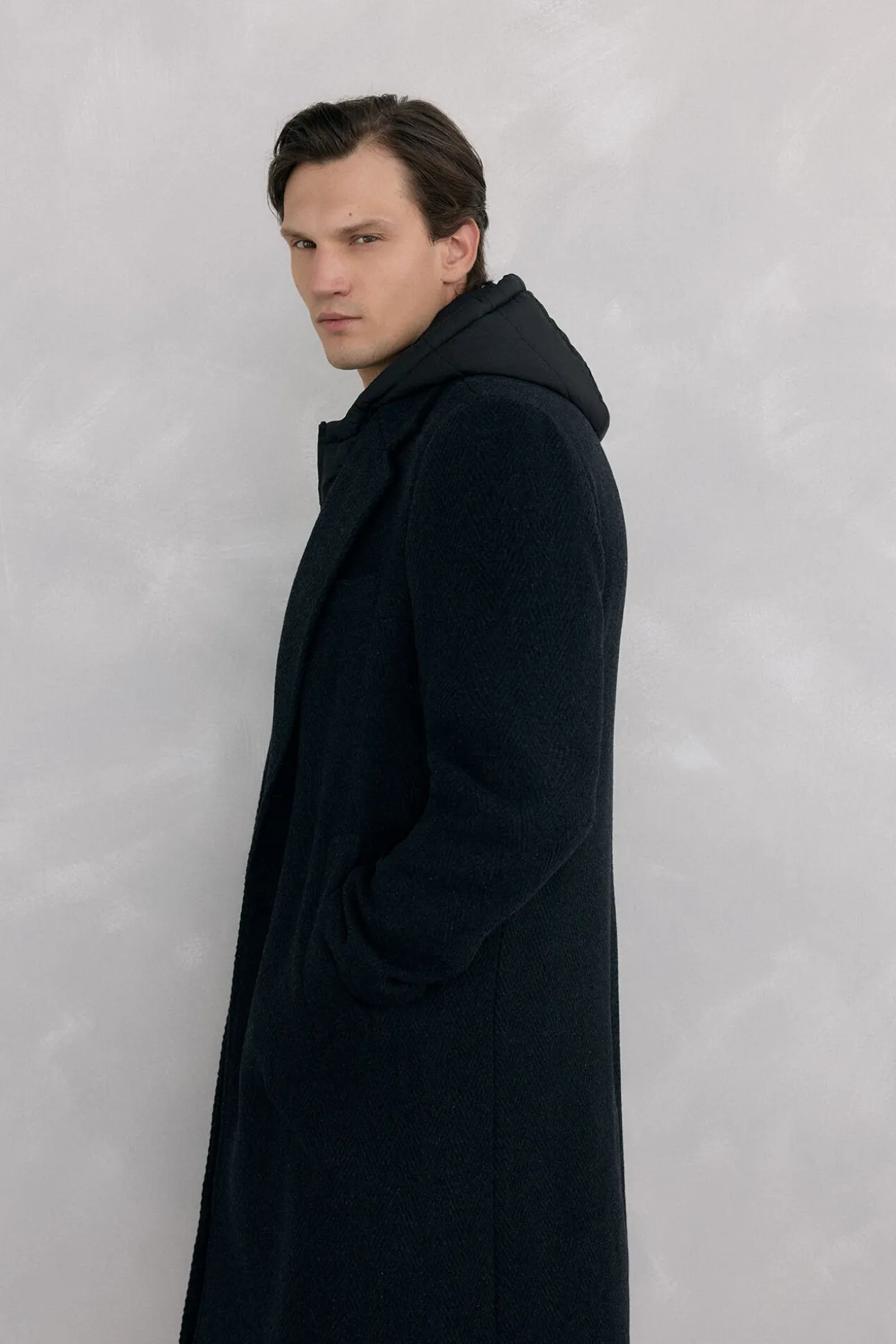 Abrigo espiga gris vistas desmontables