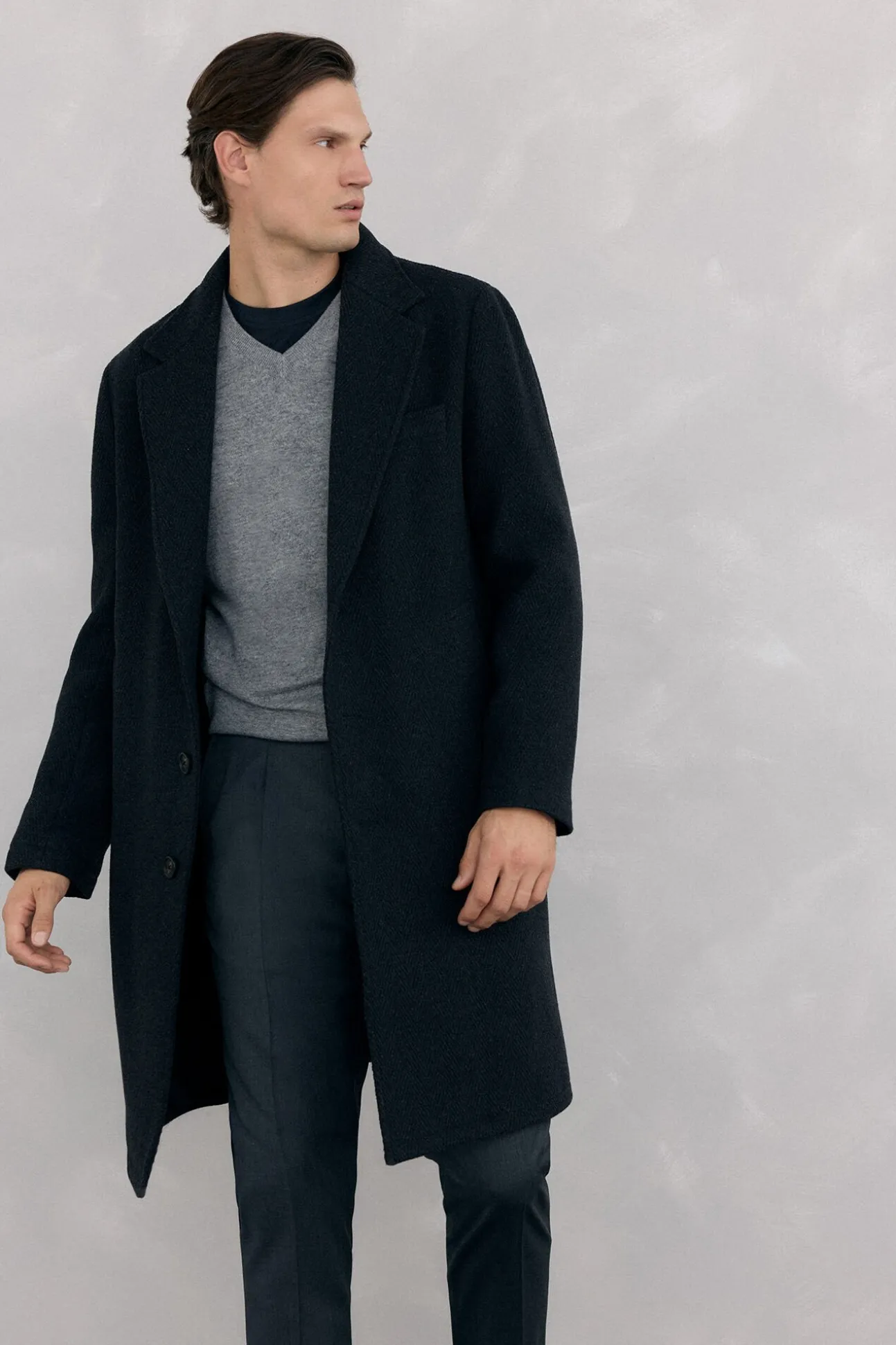 Abrigo espiga gris vistas desmontables