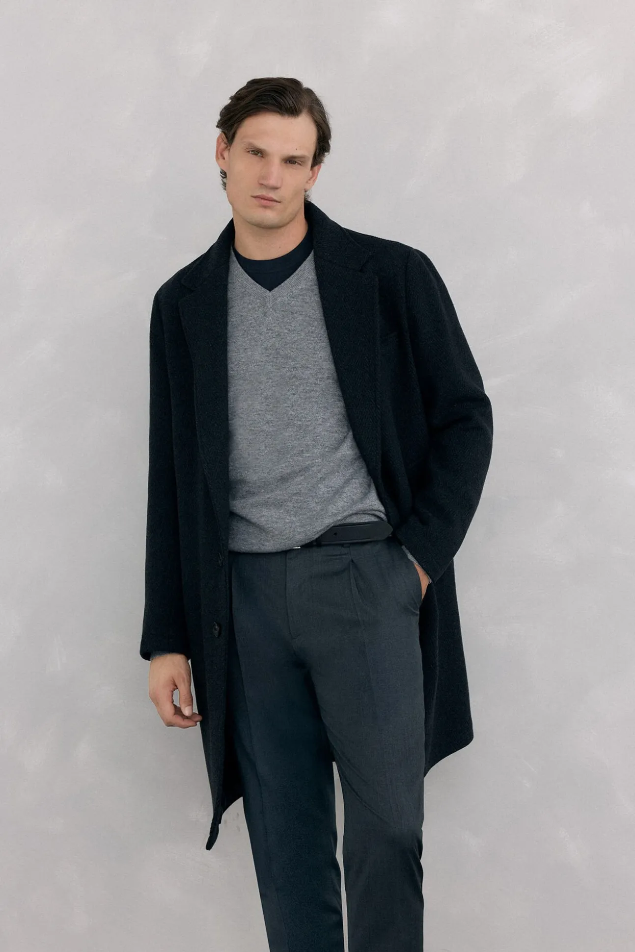 Abrigo espiga gris vistas desmontables