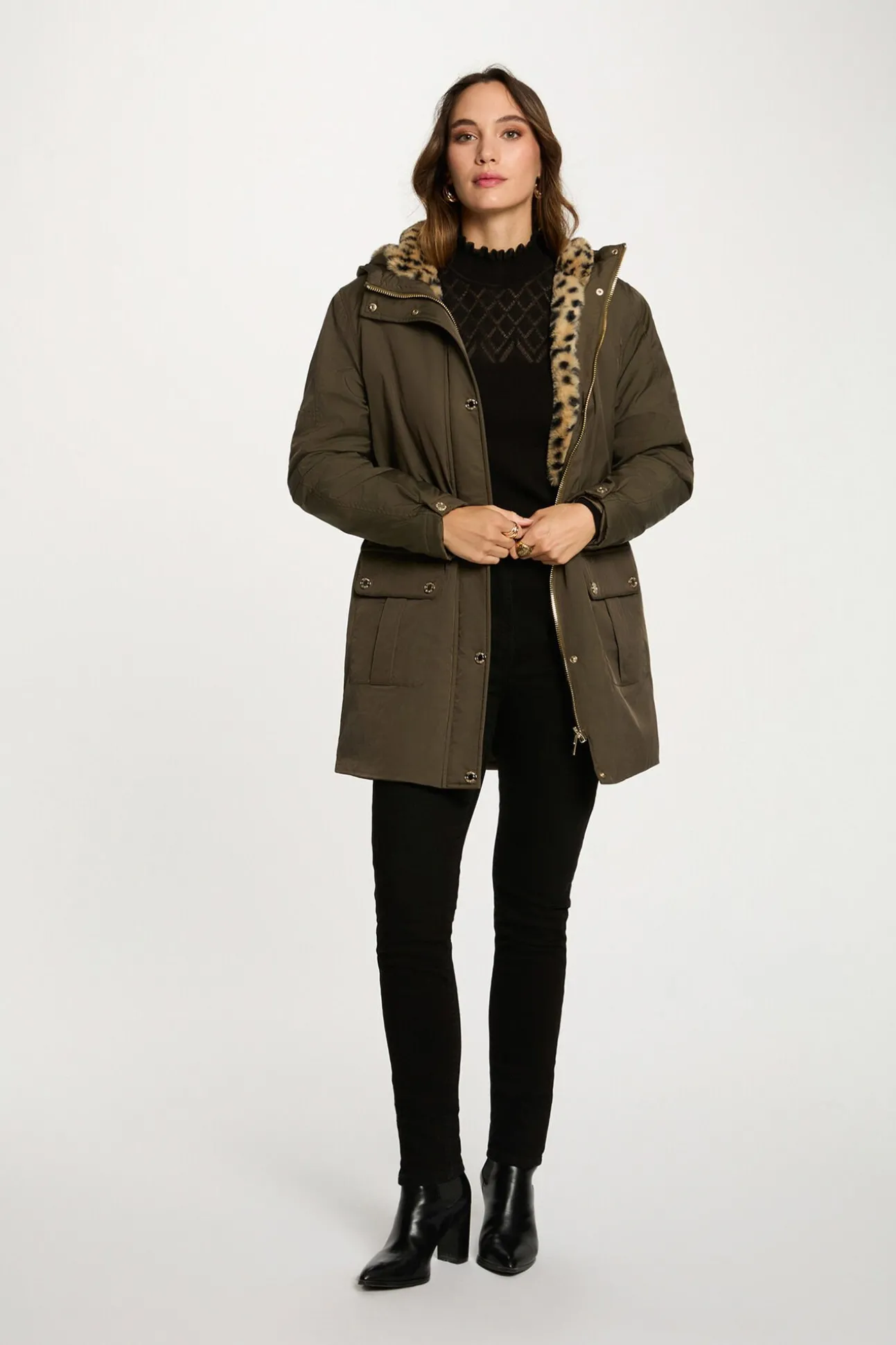 Abrigo larga de pelo sintético