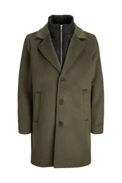 Abrigo largo con cierre combinado