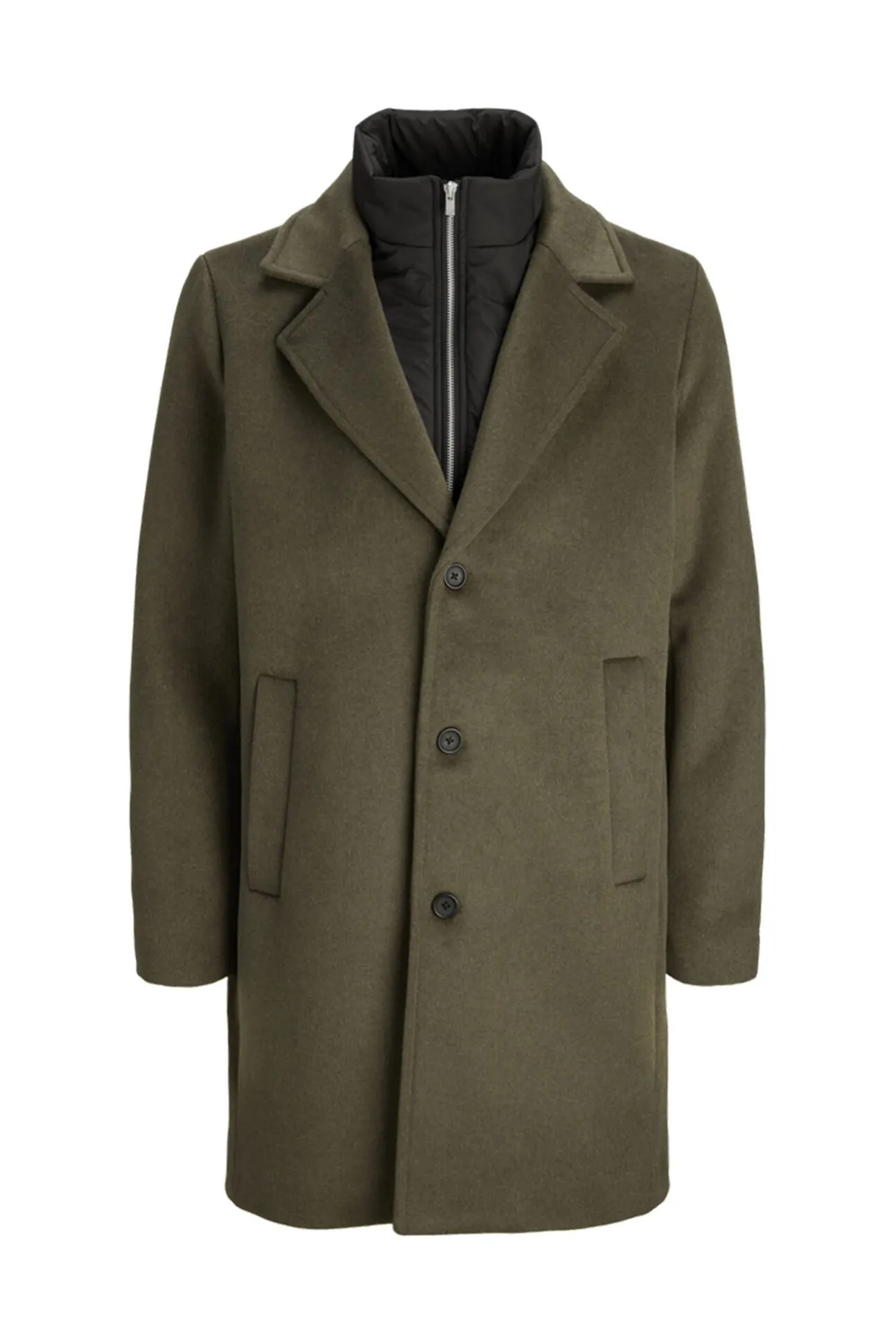 Abrigo largo con cierre combinado