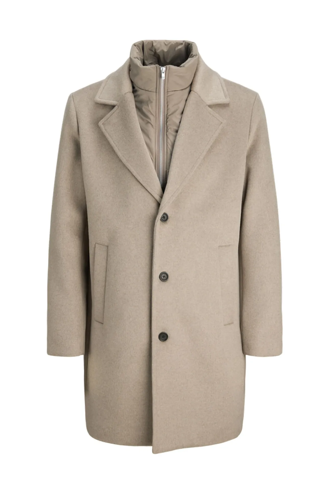 Abrigo largo con cierre combinado