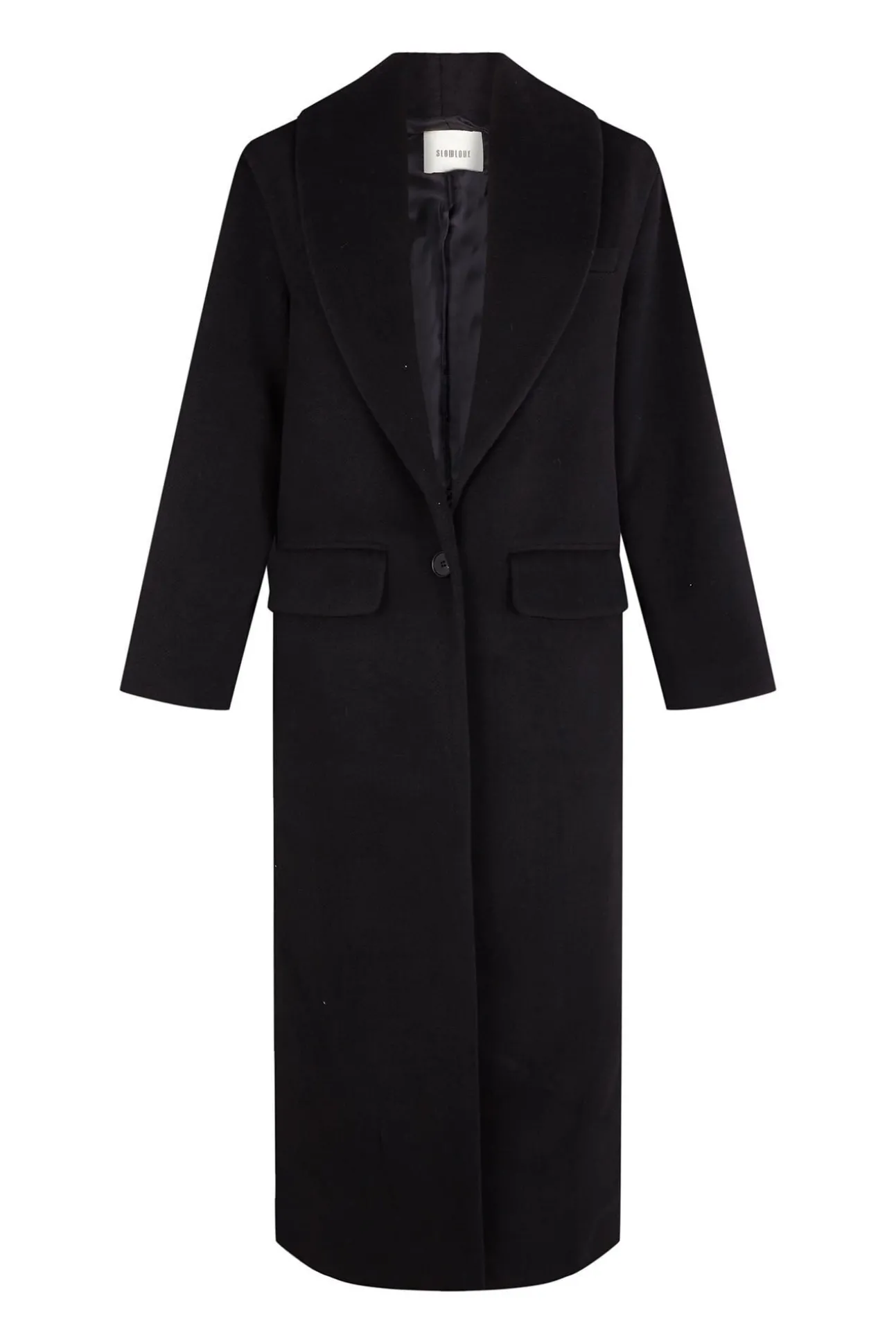 Abrigo largo con cuello esmoquín