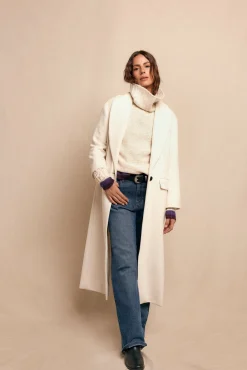 Abrigo largo con cuello esmoquín