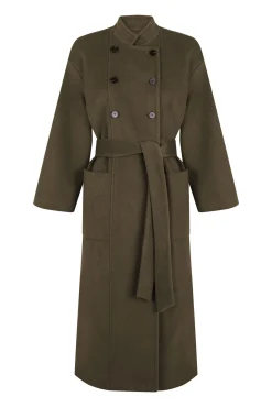 Abrigo largo con doble botonadura