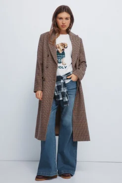 Abrigo largo cuadros doble abotonadura