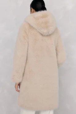 Abrigo largo de efecto pelo