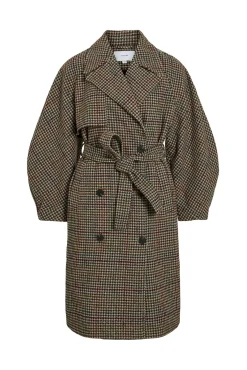 Abrigo largo de lana con cuadros