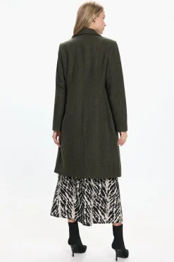 Abrigo largo de paño y espiga