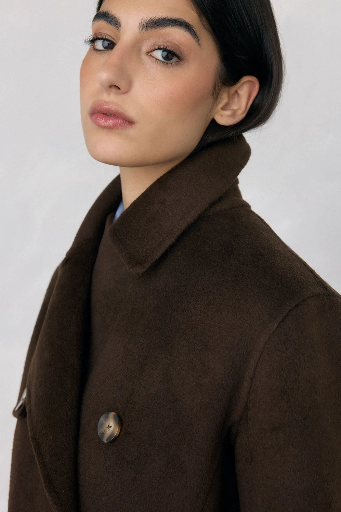 Abrigo largo paño tipo trench