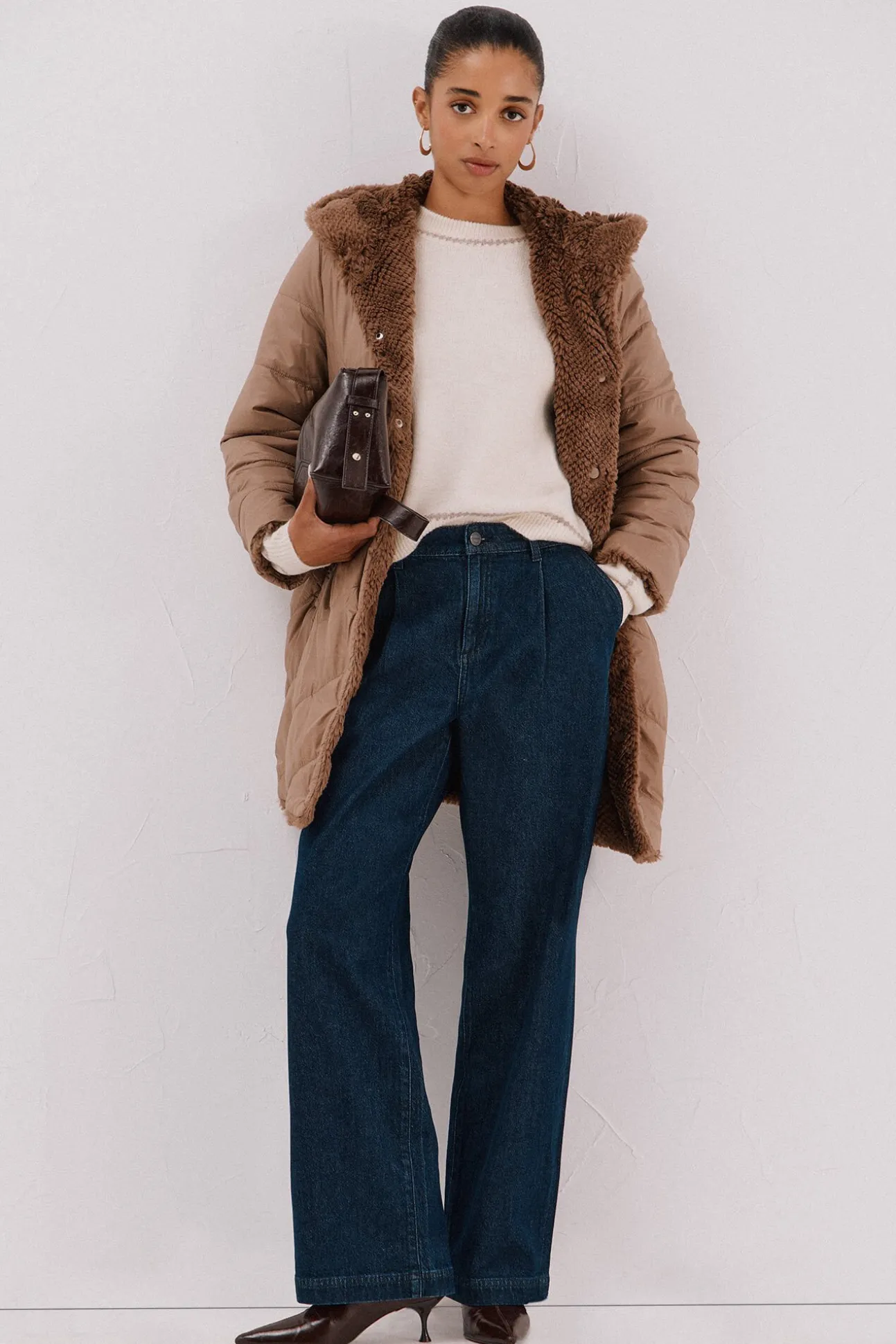 Abrigo largo reversible efecto pelo