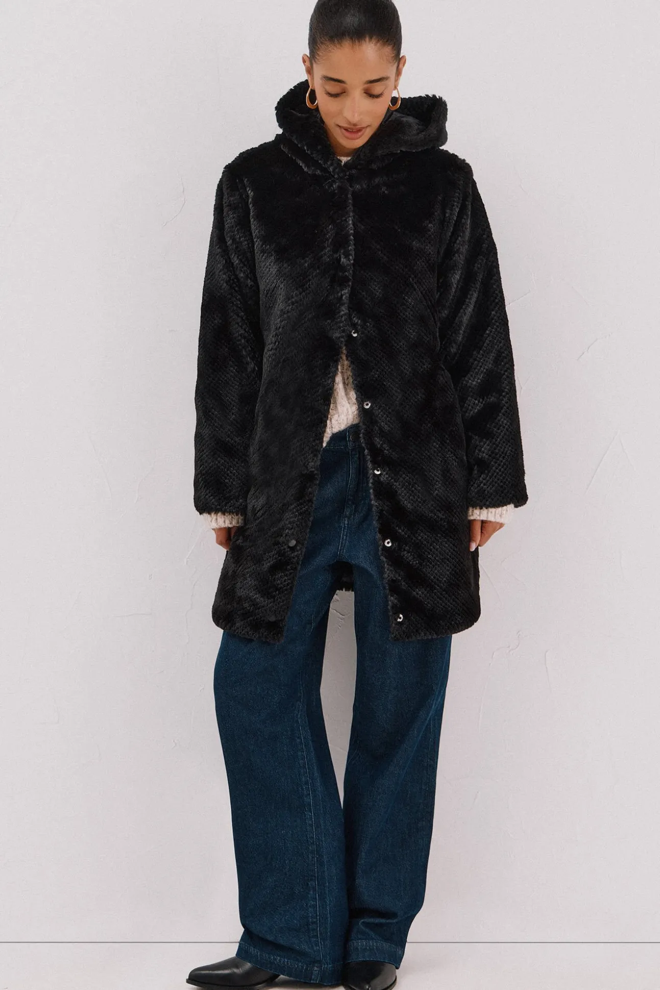 Abrigo largo reversible efecto pelo