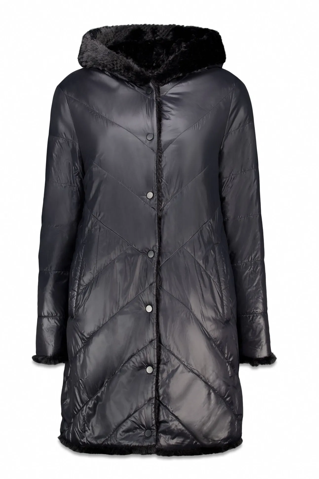 Abrigo largo reversible efecto pelo