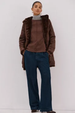 Abrigo largo reversible efecto pelo