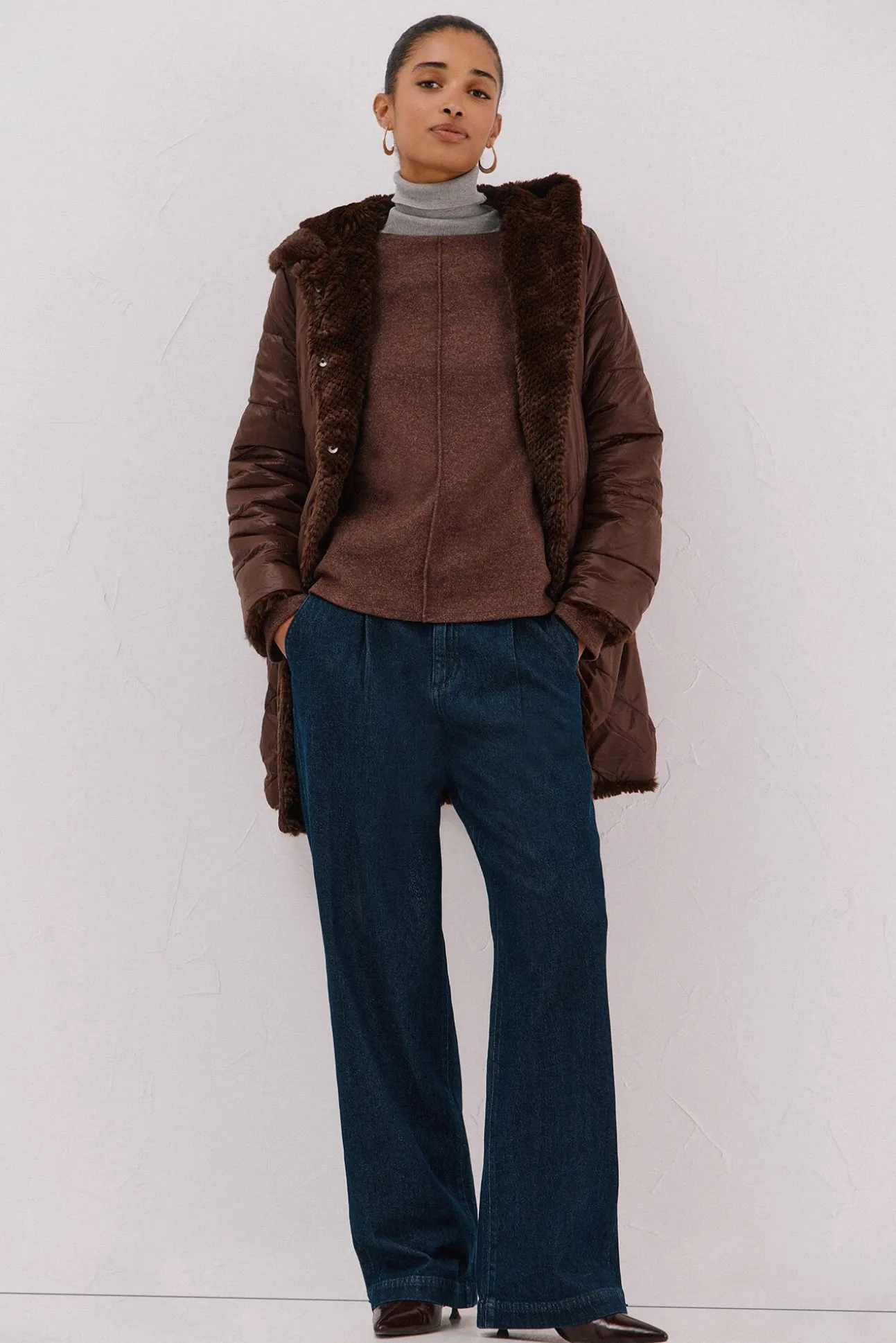 Abrigo largo reversible efecto pelo