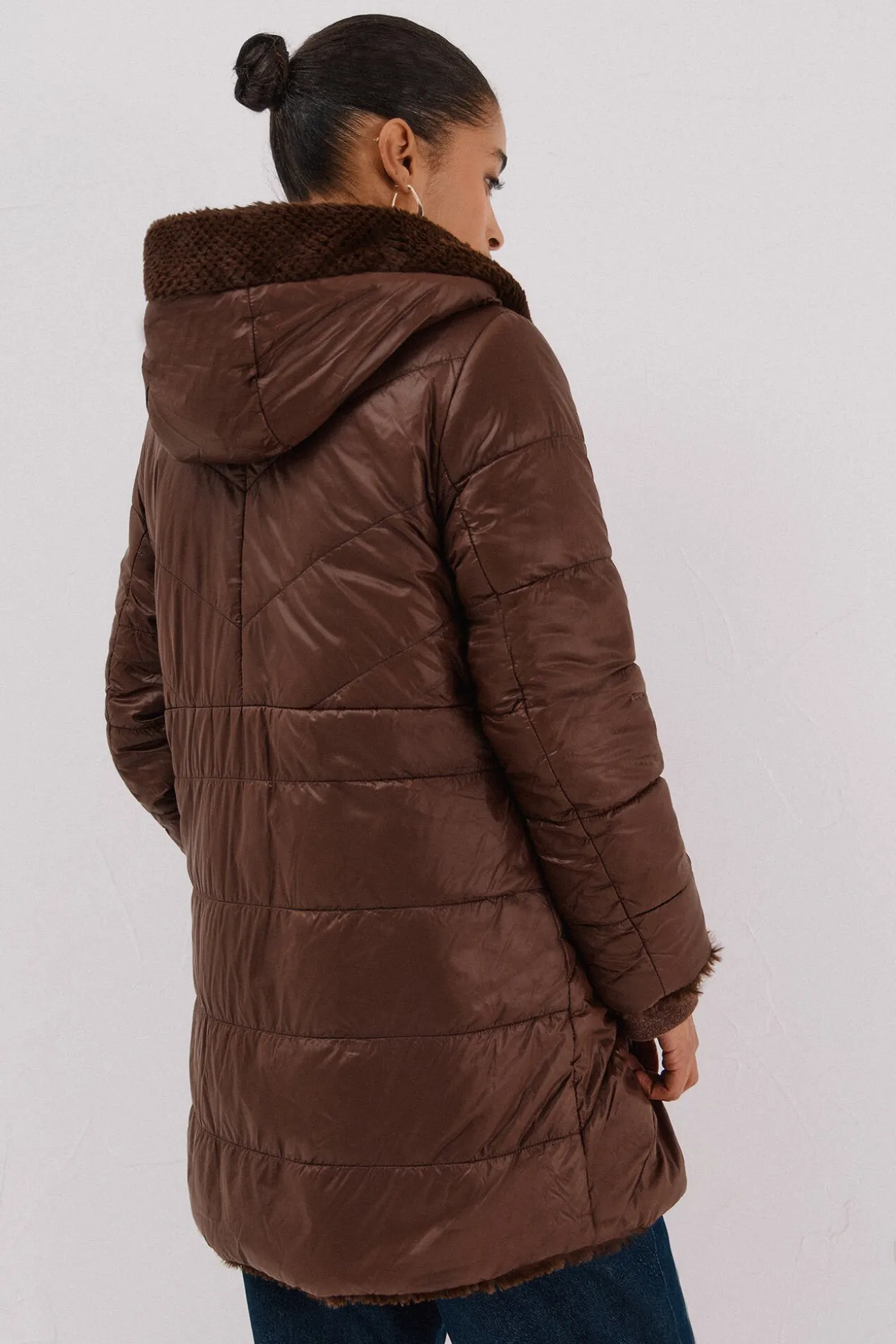 Abrigo largo reversible efecto pelo