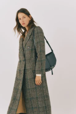 Abrigo largo tejido cuadros