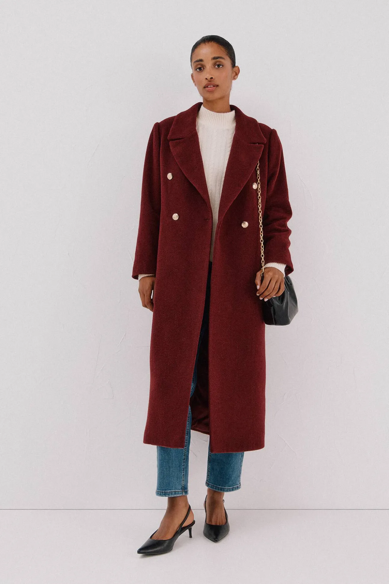 Abrigo largo tejido italiano