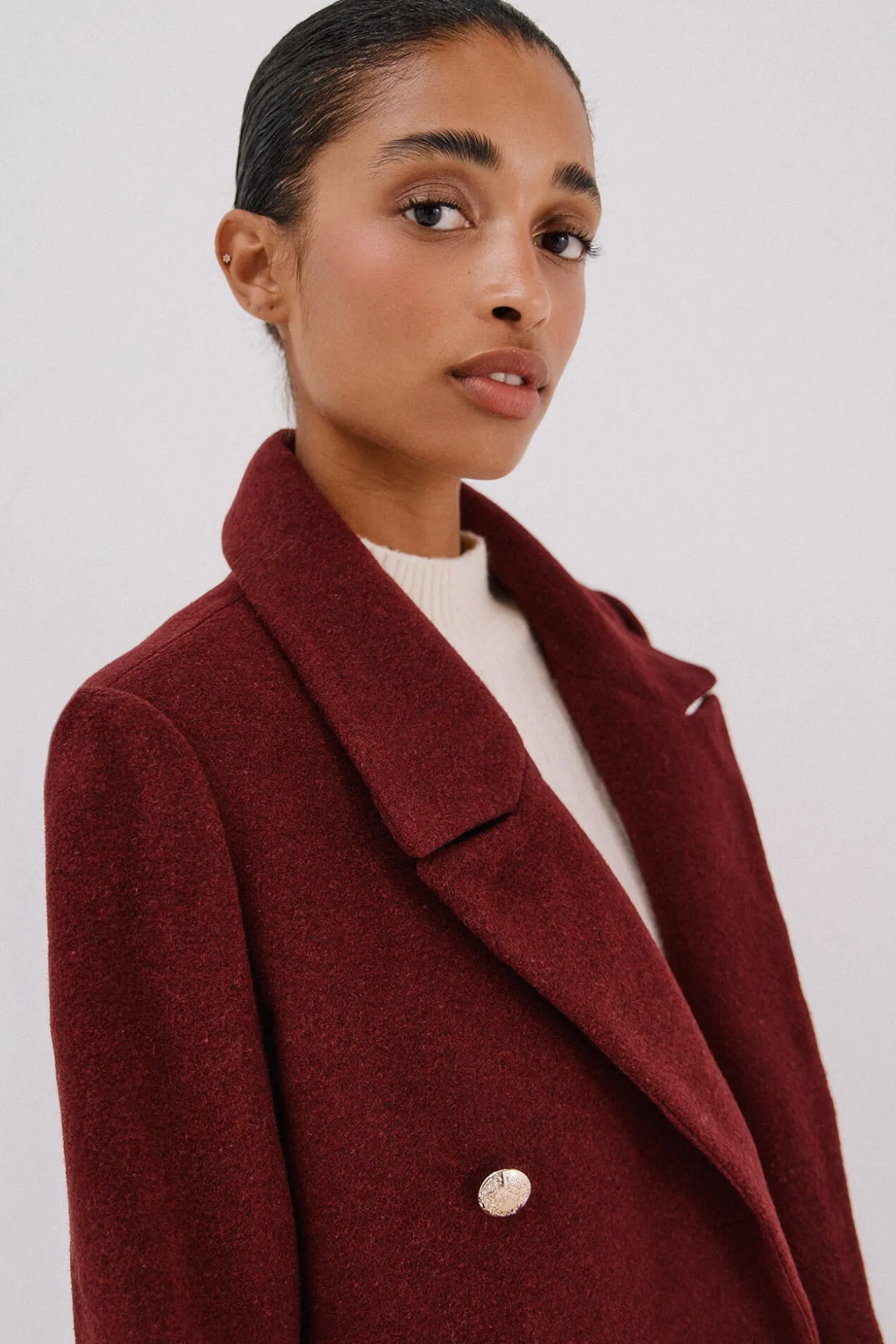 Abrigo largo tejido italiano