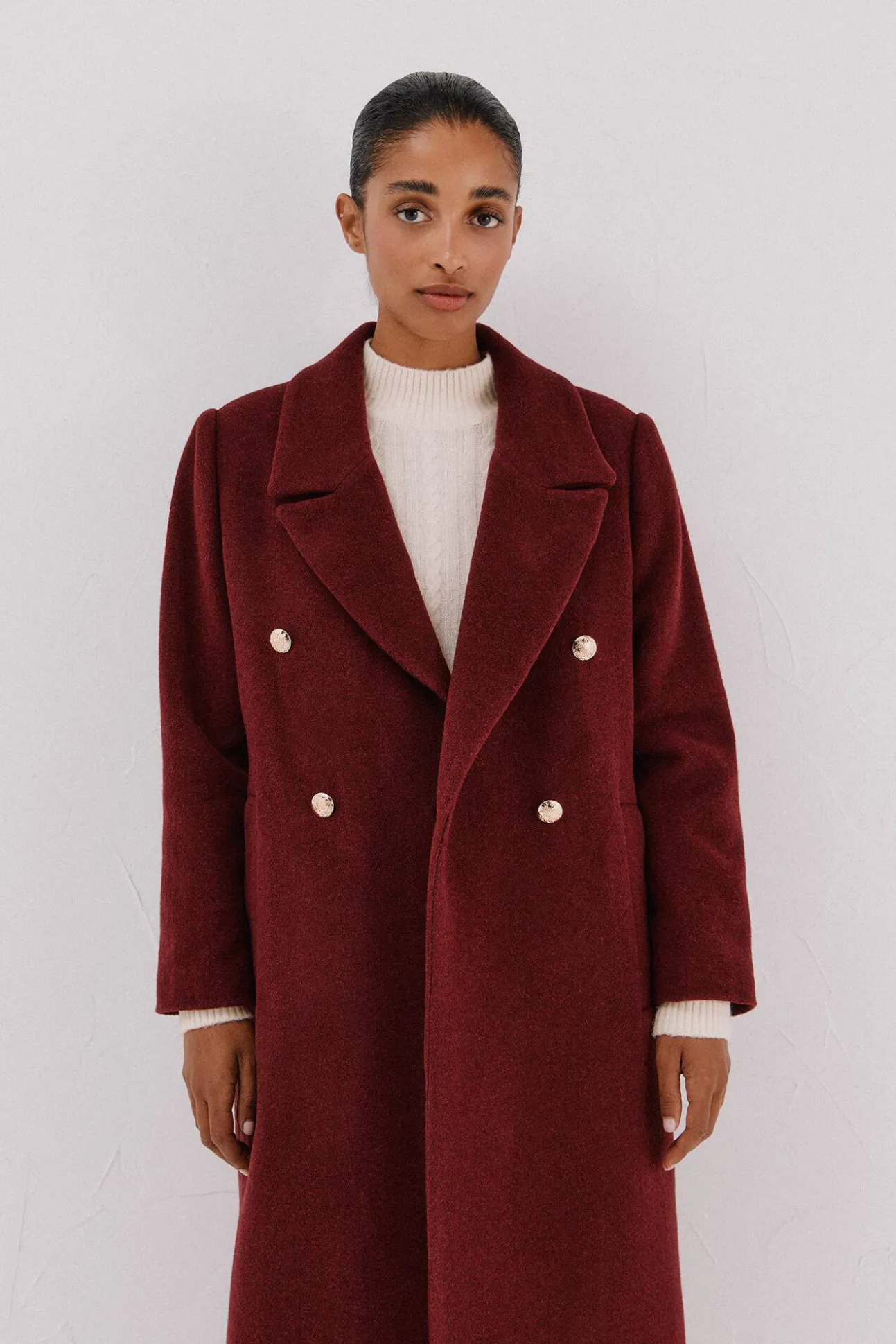 Abrigo largo tejido italiano