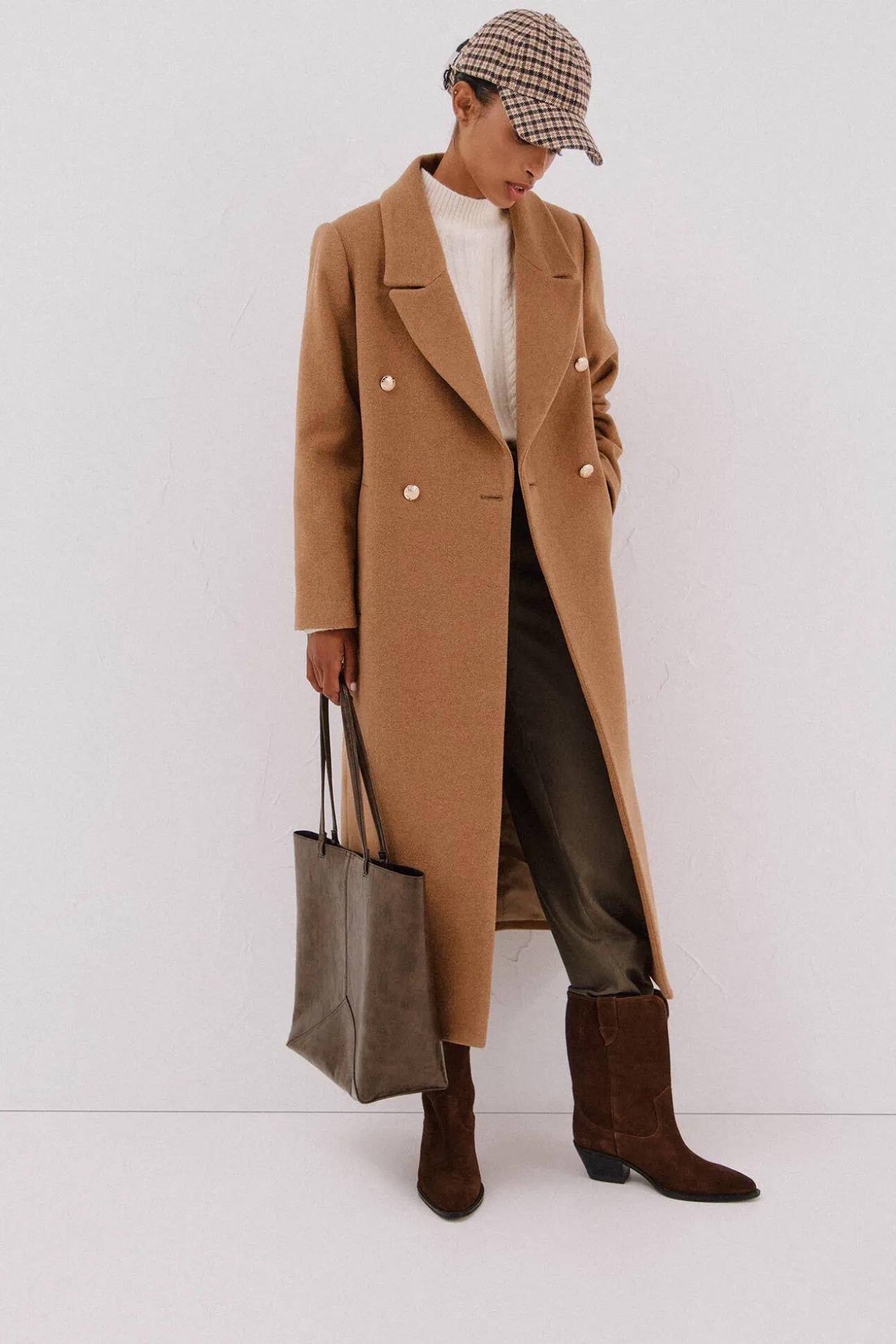 Abrigo largo tejido italiano