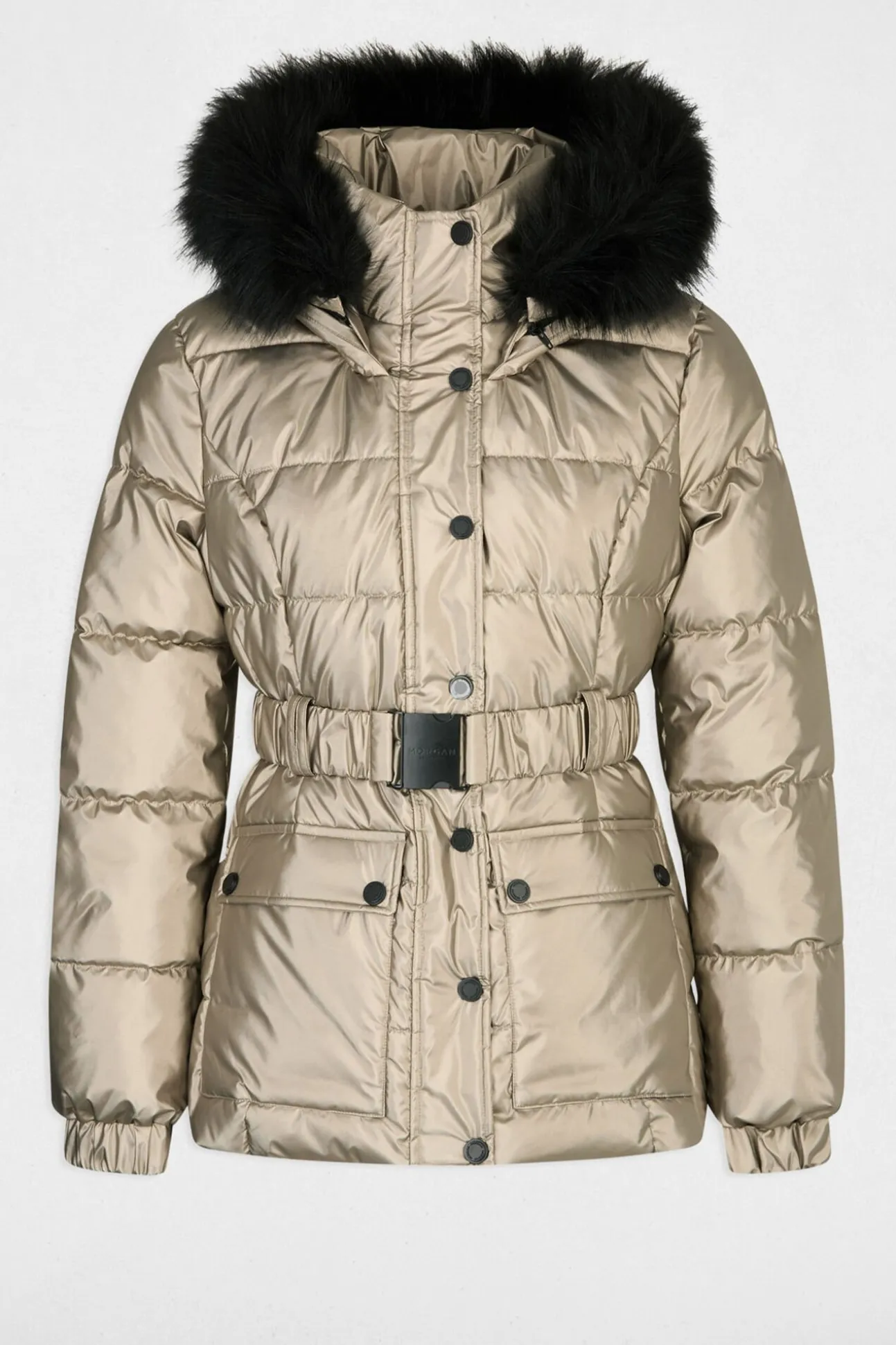 Abrigo metalizado con capucha