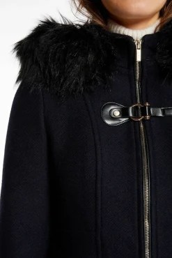 Abrigo recto con cremallera y capucha